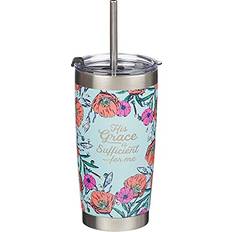 Acier Mugs de voyage Christian Art Gifts His Grace Is Sufficient Stainless Steel Travel With Straw Mug de voyage