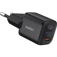 Aukey Batterier & Opladere Aukey Omnia II Mini Hurtigoplader USB-C, PD, 30W Sort