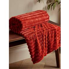 Orange Blankets Catherine Lansfield Cosy Ribbed Soft Blankets Orange