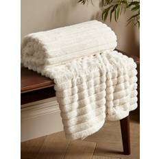 Velvet Blankets Catherine Lansfield Cosy Ribbed Soft Blankets Beige, Natural (170x130cm)