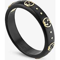 Gucci Rings Gucci Womens Black Icon 18ct Yellow-gold and Gemstone Ring M-N