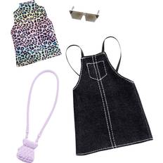 Barbie Barbie Clothes Black Denim Jumper and Animal Print Top, Plus 2 Accessories Dolls, Gift for 3 to 7 Year Olds