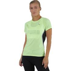 Dame - Fotball T-skjorter Puma Run Lite Laser Cat SS Tee Yellow, Female, Tøj, T-shirt, Løb, Grøn