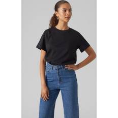 Nylon T-skjorter Vero Moda Organic Cotton T-Shirt with Crew Neck and Short Sleeves Black