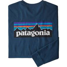 Patagonia M's L/S P-6 Logo Responsibili-Tee, Crater Blue, Tillverkad av 100% återvunnet material