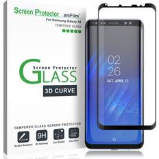 Galaxy S8 Skärmskydd, Fodralvänligt 3D-Böjd Härdat Glas Helskärmsskydd med Dot Matrix för Samsung Galaxy S8 Svart
