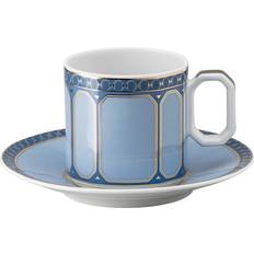 Blue Espresso Cups Swarovski Signum with saucer, Porcelain Espresso Cup