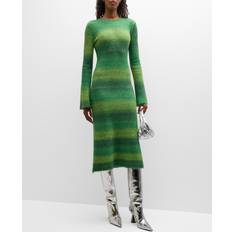 Wool Dresses Simon Miller Axon Stripe Long-Sleeve Midi Sweater Dress GUMMY GREEN MULTI