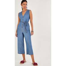 Tencel Jumpsuits & Overalls Monsoon Denim Cropped Jumpsuit, Blue