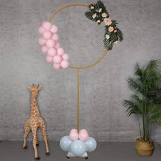 Christmas Balloon Arches Yallove YALLOVE Metal Round Balloon Column, 7.25 FT Height Gold Hoop Arch Stand, Balloon Circle Frame backdrop of Height Adjustable, Decoration for Birthday, Baby shower, Anniversary, Wedding