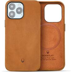 iPhone 13 Pro Max Protective Leather Phone Cases Classic Leather with Anti-Scratch Microfiber Lining Compatible with Wireless chargeer Technology Apple Leather Case Vintage Brown
