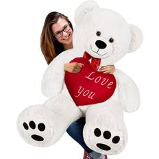 Deuba Teddy Bear 150 cm White Incl Heart Pillow