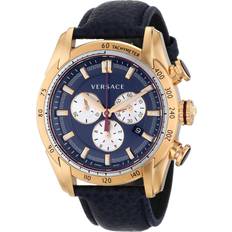 Versace VDB030014 V-Ray Gold-Tone Blue Leather Blue/Gold