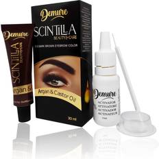 Black Eyebrow Serums Demure Eyebrow Dye Kit, Professional Formula Brow Tint contains Argan Oil & Castor Oil Omega 6, Carotene, Vitamins А Е F Fast and Safe Results Dark Brown