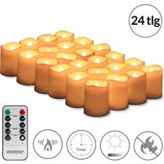 Blanc Bougies LED Monzana Set de 24 bougies En Cire Véritable Avec Télécommande Bougie LED