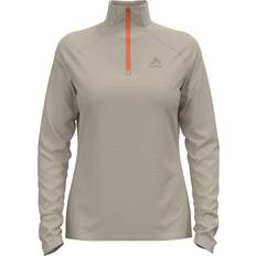 Running - Silver - Women Clothing Odlo damen zip run easy langarmtrikot grau