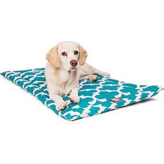 Trellis Teal Blue Crate Dog Bed Mat