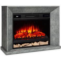 Klarstein Elektrokamin heizung 1900 w elektrischer kaminofen led feuer fernbedienung grau Grau 90 cm