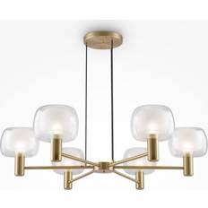 Maytoni Lampadario Contemporaneo Vision Alluminio Oro 6 Luci Diffusori In Vetro Trasp Lampada a Sospensione 96cm