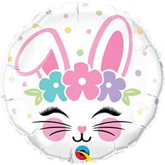 Latex Balloons Qualatex 18" Bunny Face Foil Balloon, Multicolor