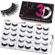 Eliace Eliace Lashes 5 Styles 15 Pairs Silk Mink Eyelashes Faux Mixed, Fluffy Volume Cat Eye Lashes 3D Eyelashes Mink Luxury Multi-layered Effect & Reusable Wispies Lashes Bulk, Cute Eye Lashes Sets Pack