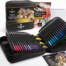 Castle Art Supplies 120 akvarellpennor set med extra livfulla pigment av hög kvalitet Rita och måla samtidigt För vuxna hobbyister, proffs I carry-anywhere resväska