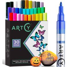 Pencils Acrylic Paint Pens 30 Acrylic Paint Markers Extra Fine Tip 0.7mm Great for Rock Painting, Canvas, Glass, Porcelain, Fabric, Paper, Pottery and Plastic