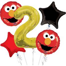 Party Supplies Viva Party Sesame Street Elmo Balloon Bouquet 2nd Birthday 5 pcs Supplies