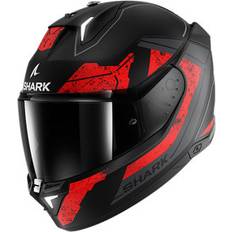 Integralhjälmar - Röda Motorcykelhjälmar SHARK Helmets Skwal i3 Integralhjälm Rhad Mattsvart-Krom-Röd