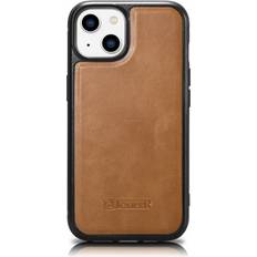iPhone 14 Plus MagSafe Compatible Brown WMI14220719-TN Oil Wax with Genuine Leather