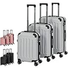 Arebos Travel Suitcase Set 3 Hard Case Silver