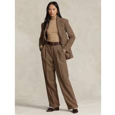 Polo Ralph Lauren XXS Trousers Polo Ralph Lauren Houndstooth-tweed Pleat-front Trousers Womens Brown