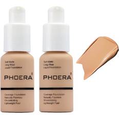 Cosmetics 2 Pack PHOERA Foundation 104 Buff Beige Makeup,Full Coverage Foundation for Women and Girls