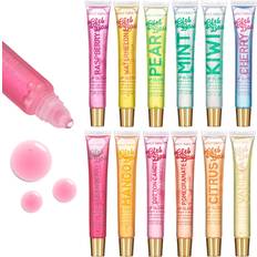 Lip Oils Expressions 12pc Clear Lip Gloss Pack – Lip Oils with Vitamin E and Essential Oils, Flavored Lip Gloss Clear Tubes, Hydrating Lip Glow Oil, Tinted Lip Oil, Lip Moisturizer