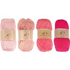 Yarn & Needlework Supplies Baby Soft Bamboo Cotton Yarn JubileeYarn Shades of Pink 4 Skeins