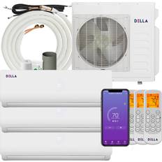 Della 36K BTU 3 Zone 12 12 12K BTU Multi Zone Mini Split AC W/ Heat White