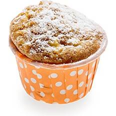 Orange Muffin Cases Restaurantware Panificio Polka-Dotted Hot Small Baking Muffin Case