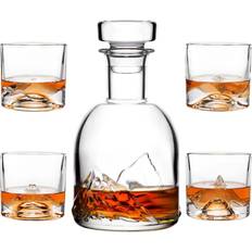 Kristallglas Whisky-Karaffen Lite-On The Peaks Whiskeygläser mit Dekanter Set of 5 Whisky-Karaffe