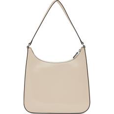 Læder Skuldertaske Med Top Håndtag - Beige