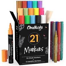 Chalk pens & metallic colours erasable dry erase marker for blackboards 21 pack