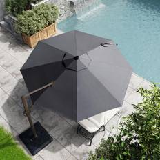 10 10 Patio Cantilever Umbrella, Heavy-Duty Frame Single Round Offset Umbrella