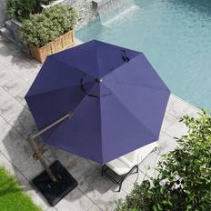 10 10 Patio Cantilever Umbrella, Heavy-Duty Frame Single Round Offset Umbrella