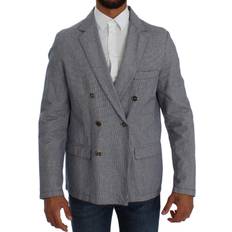 Cotton - Man Blazers Master Coat Blue Double Breasted Regular Fit Blazer IT50