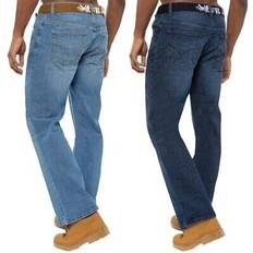 Mens bootcut jeans wide leg flared denim trouser belted pants all waist sizes