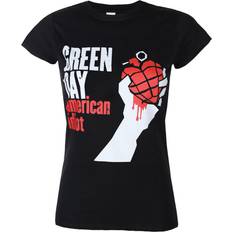 ROCK OFF X-Large Women's Green Day American Idiot Black Fitted T-Shirt White