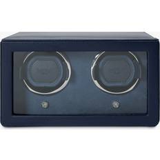 Azul Estuches para Relojes Wolf 1834 Cub Double Watch Winder with Cover