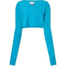 Ganni Brushed Alpaca Bolero Kvinde - Blue Curacao