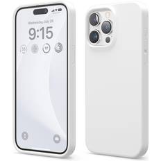 Elago Kompatibel med iPhone 15 Pro Max Fodral, Flytande Silikon Fodral, Heltäckande Skydds Fodral, Stötsäkert, Smalt telefon Fodral, Reptåligt Mjukt Mikrofiberfoder 6,1 tum vit