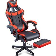 Gaming Chairs SOONTRANS Soontrans Red Gaming Chair with Footrest,Racing Gaming Chair,Computer Gamer Chair,Ergonomic Game Chair with Adjustable Headrest and Lumbar Support