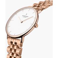 Nordgreen Unisex Wrist Watches Nordgreen Slim Dress Rose Gold Case White 5 Linked Metal